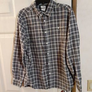 The North Face Men's Light Blue Plaid Button Up LS Shirt Size L